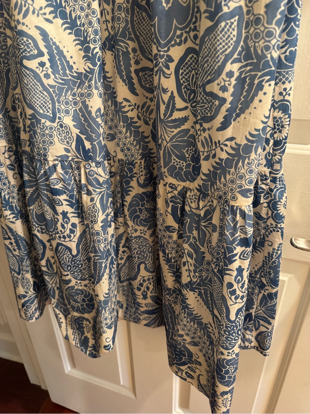 Blue & White V-Neck Maxi Dress - Classic Printed Women’s Dress - Picture 5 of 6